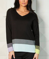 French Kyss - Colorblock V-Neck Knit Top