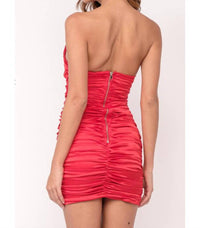 Cason Couture - The Lara Satin Strapless Ruched Mini Dress