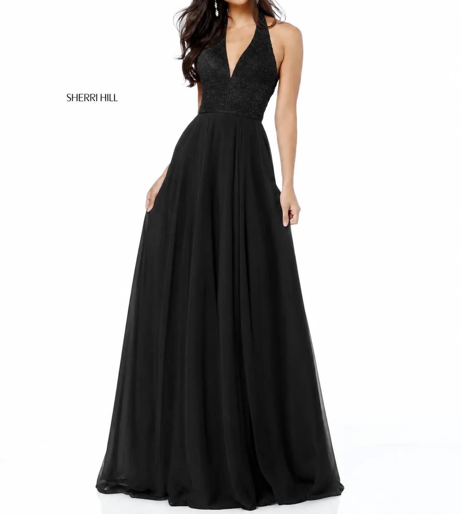 Sherri Hill - Sequin Halter Chiffon Gown
