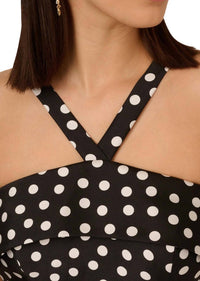 Adrianna Papell - Polka Dot Halter Neck Midi Dress