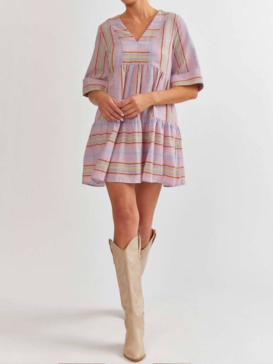 Entro - Striped Bell Sleeve Dress