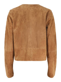 Vince - Collarless Cropped Suede Jacket