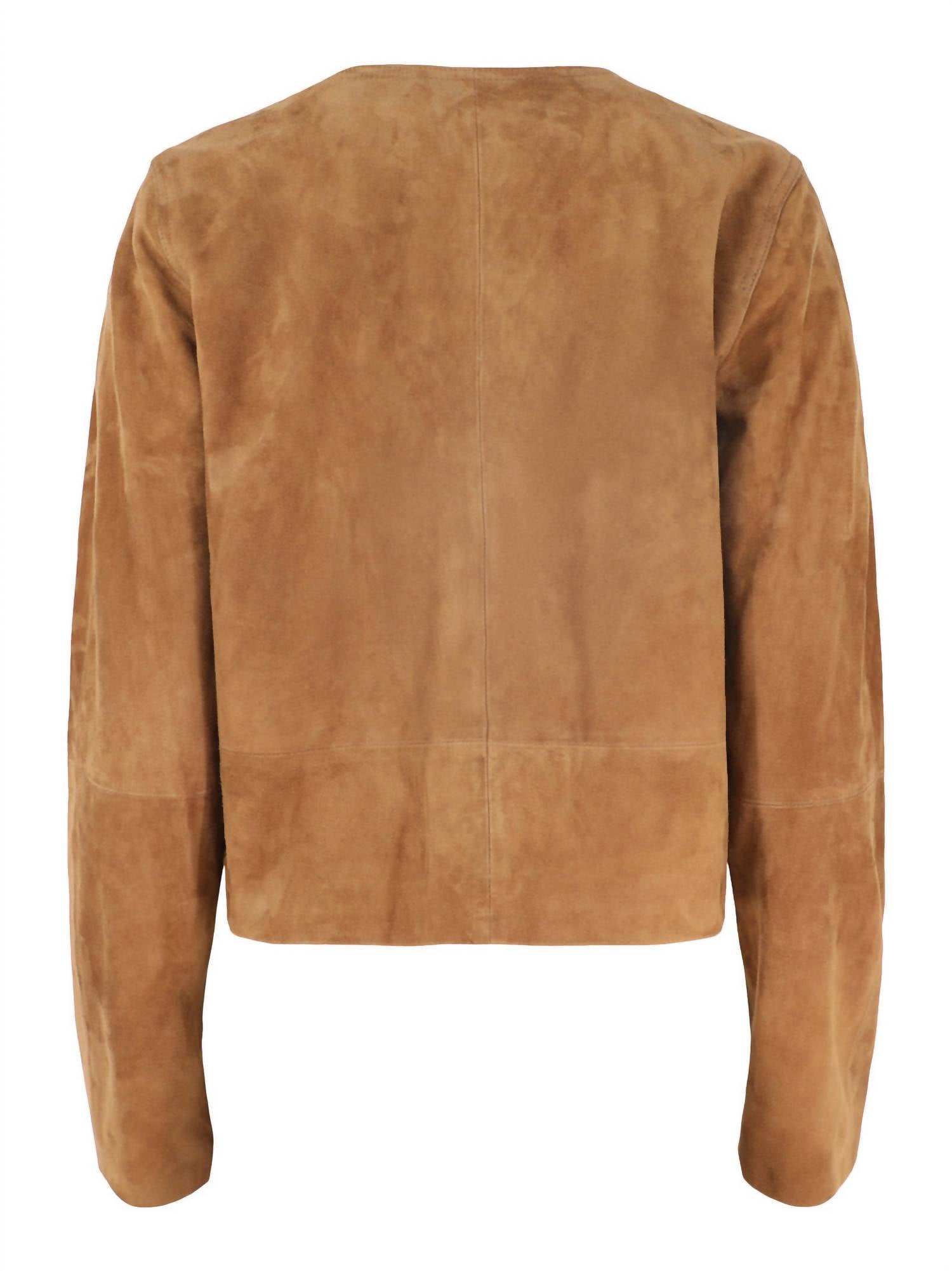 Vince - Collarless Cropped Suede Jacket