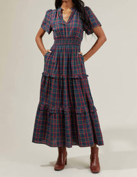 Sugarlips - Miley Plaid Palmer Poplin Tiered Maxi Dress