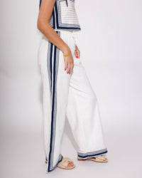 Mable - Sail Away Chevron Two Piece Linen Set