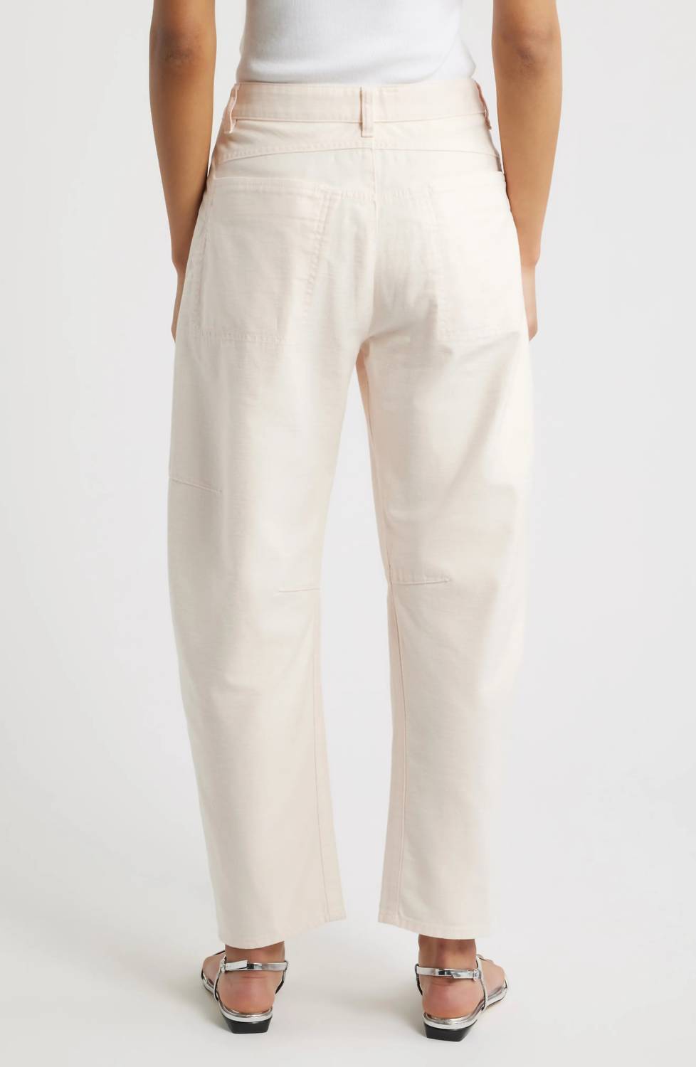 Rag & Bone Stevie Utility Tapered Pants in light pink - women's jeans - detail view