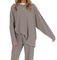 Things Between - Well Defined Stripe Fleece Oversized Top
