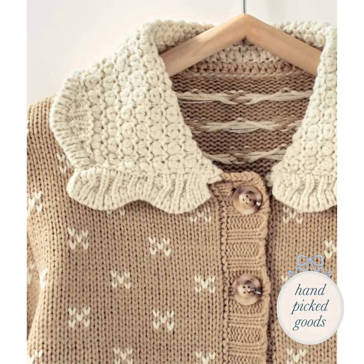 Urban Daizy - Women's Patterned Knit Ruffle Collar Cardigan
