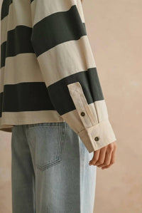 Miou Muse - Long Sleeve Wide Panel Knitted Shirt