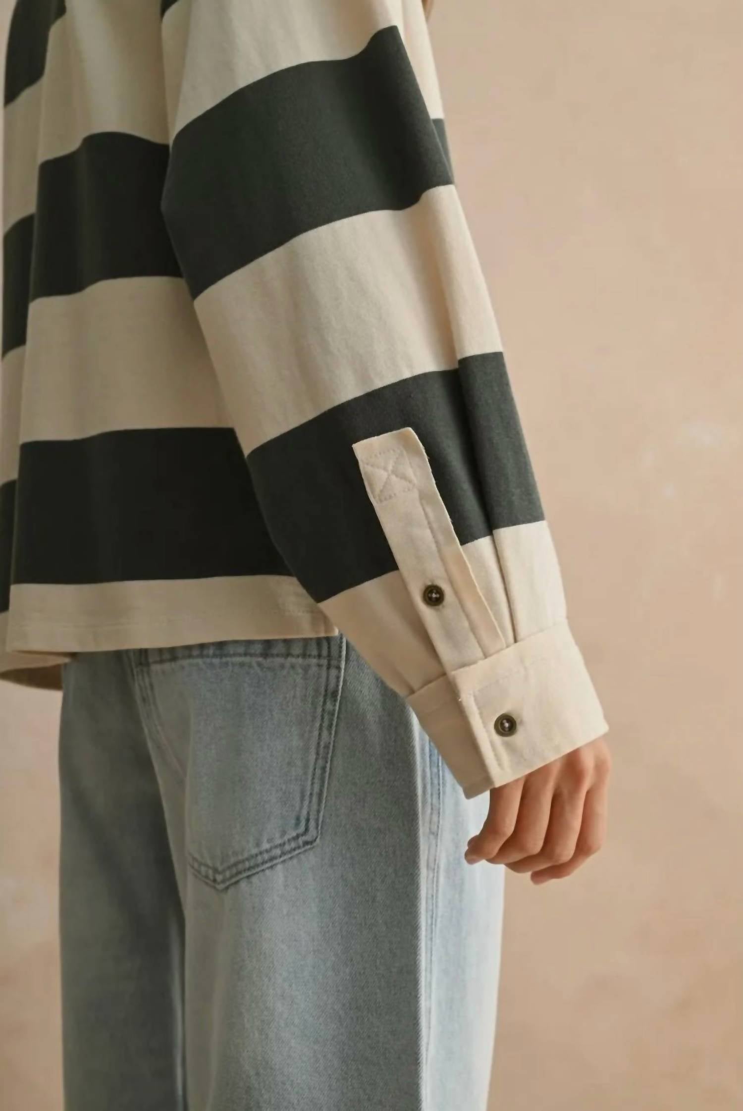 Miou Muse - Long Sleeve Wide Panel Knitted Shirt