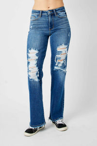 Judy Blue - Mid Rise Distressed Dad Jeans