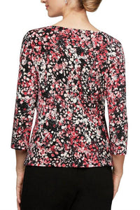 Alex Evenings - Women's Cowl Neck Multi Print Jersey Top