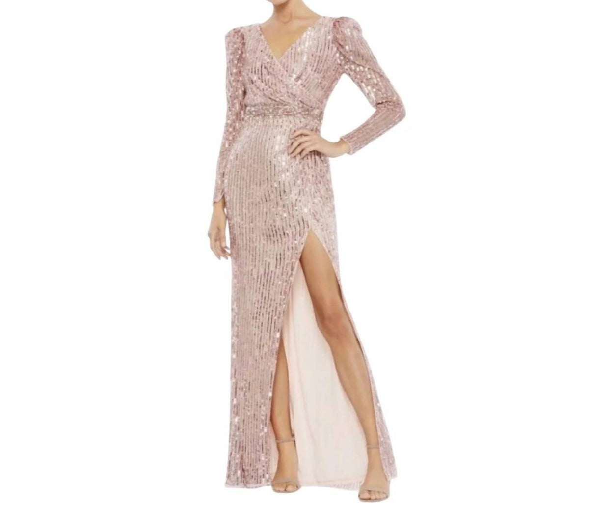 Mac Duggal - Women's Sequin Puff Sleeve Gown