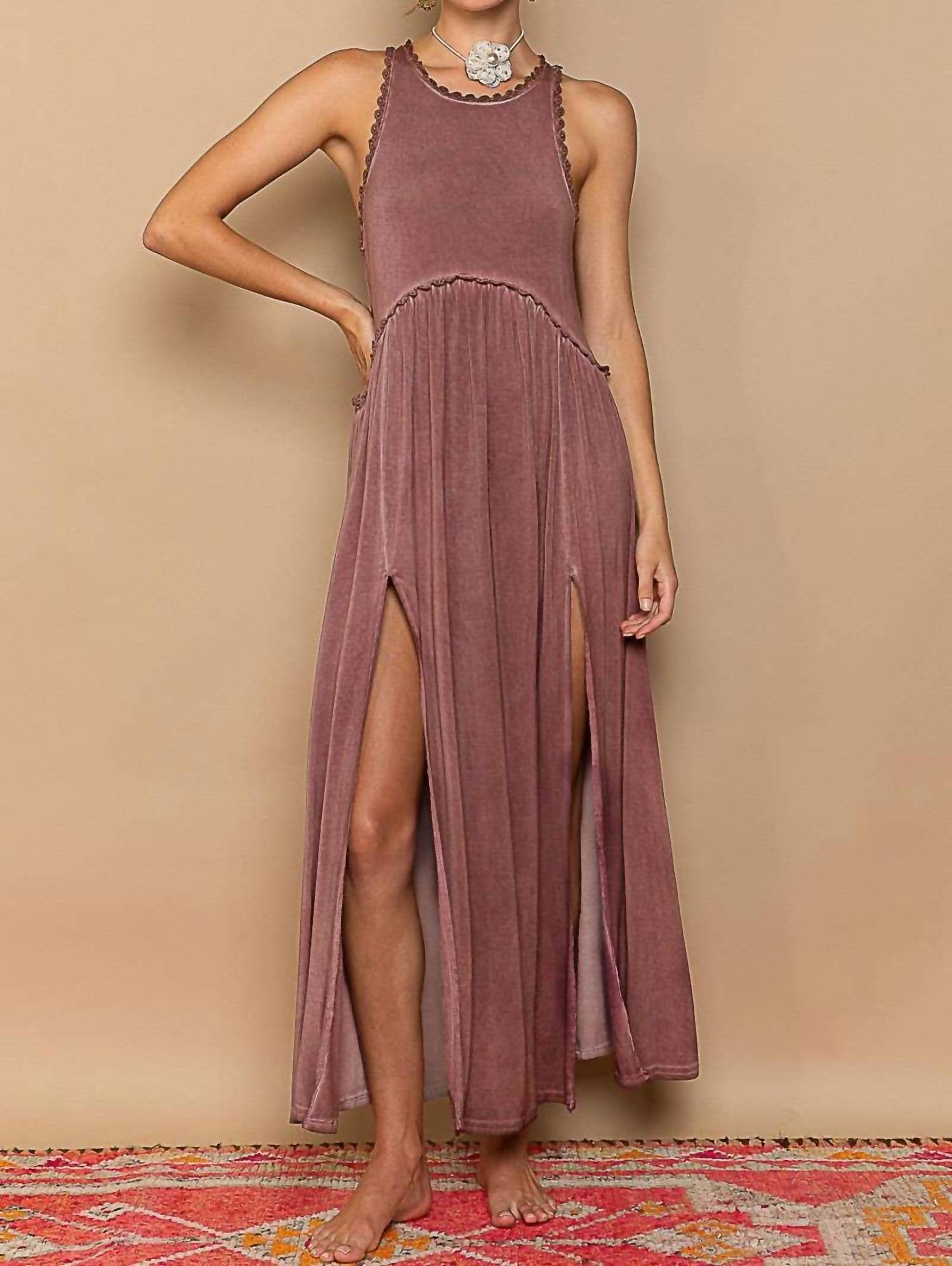 Pol - Sleeveless Racerback Knit Maxi Dress