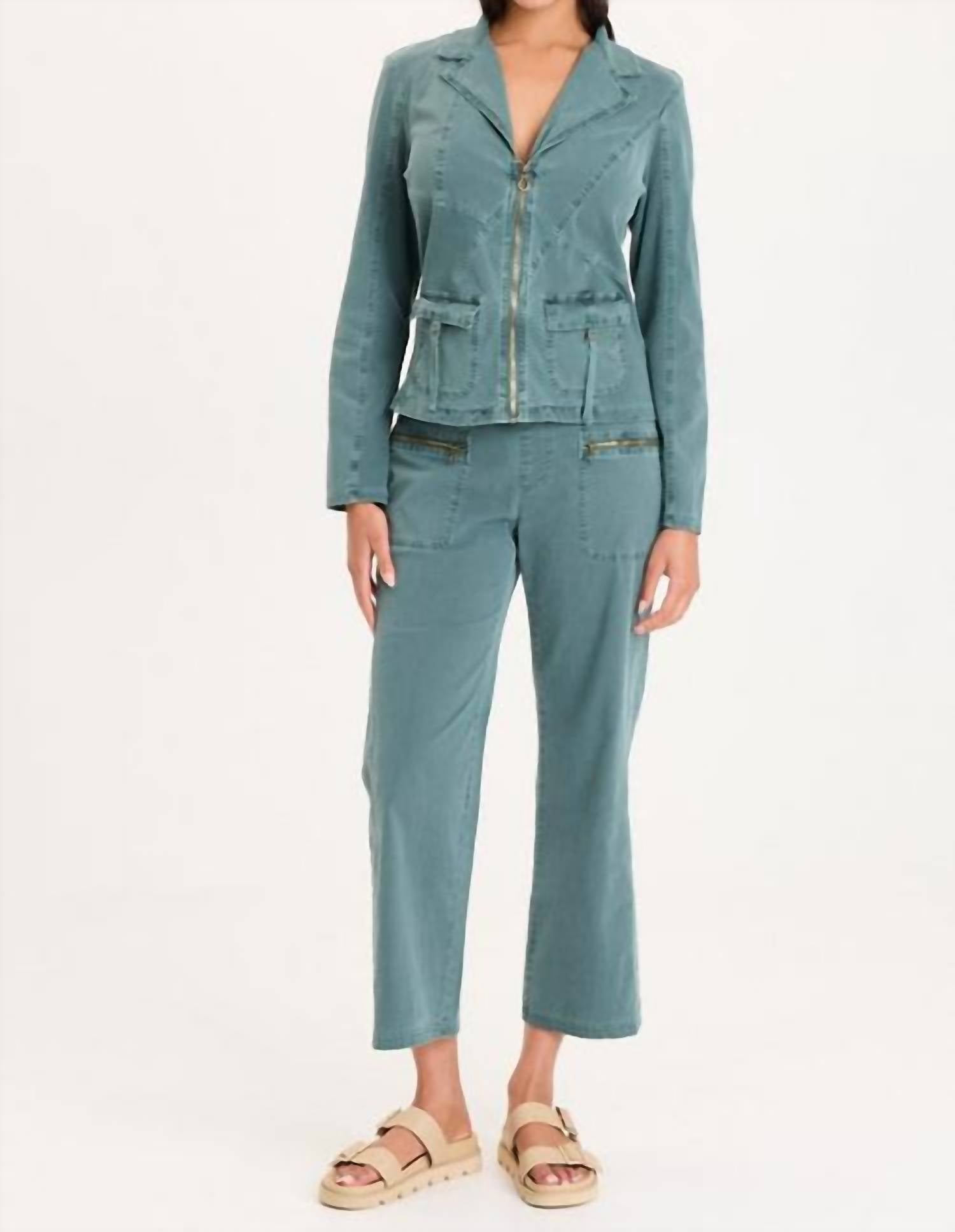 XCVI Riddell Twill Zip Up Jacket in ocean storm pigment - women's jacket - view 4