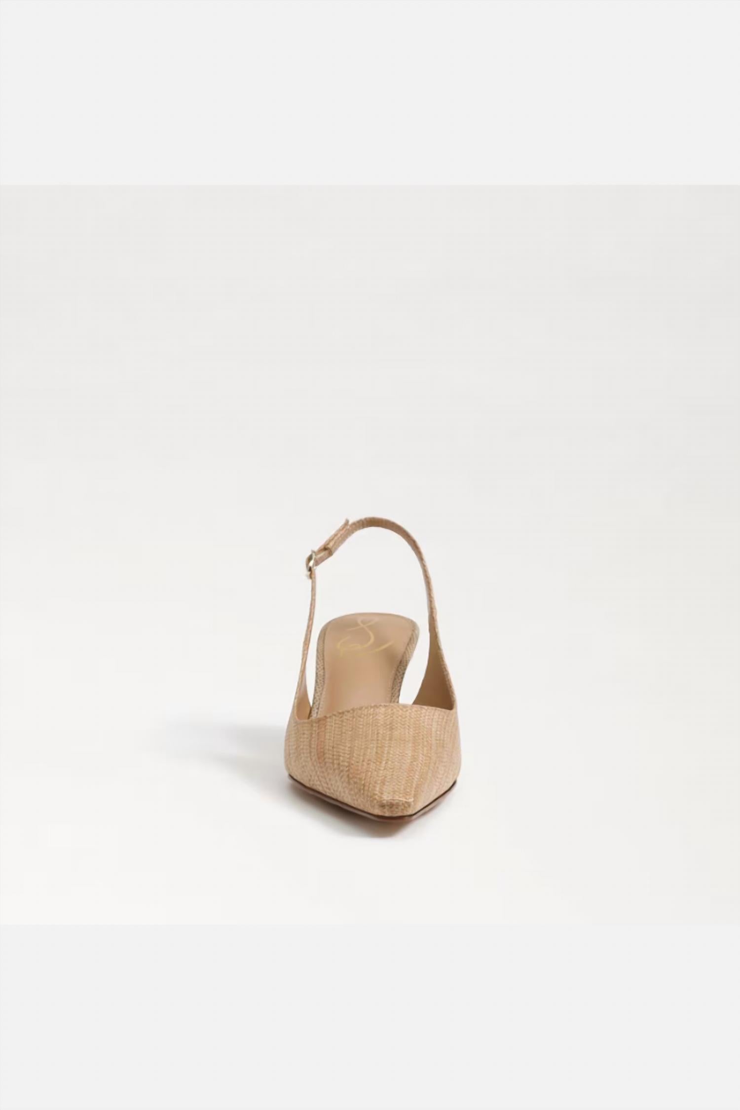 Sam Edelman Women's Bianka Slingback Pumps in tan raffia - women's heels - detail view