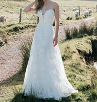 Allure Bridals - Strapless A-Line Wedding Gown with Floral Appliques