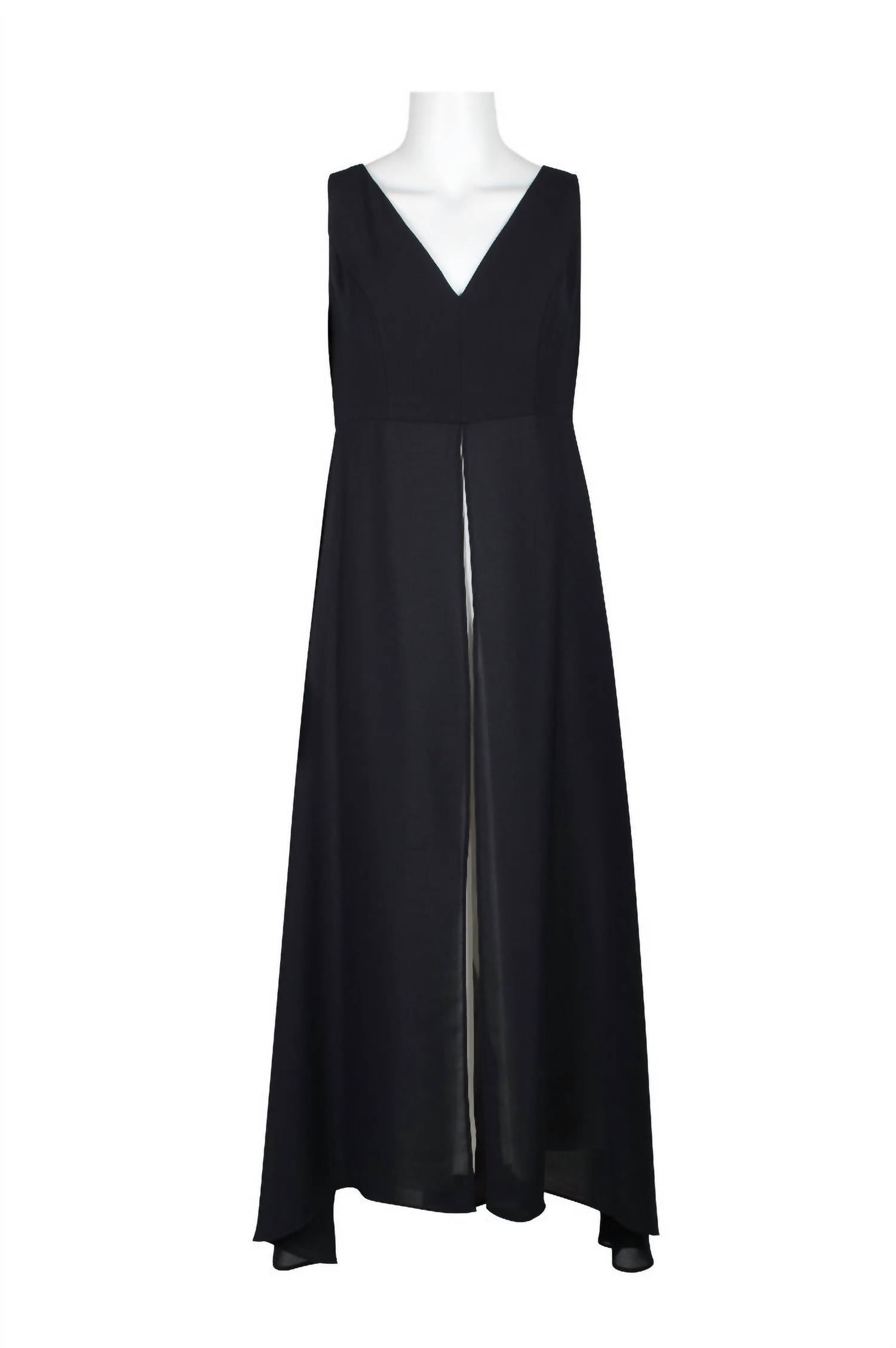 Adrianna Papell - Women's V-neck Sleeveless Jumpsuit With Skirt Overlay