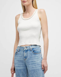 alice + olivia Allen Embellished Tank Top in white - women's tank top