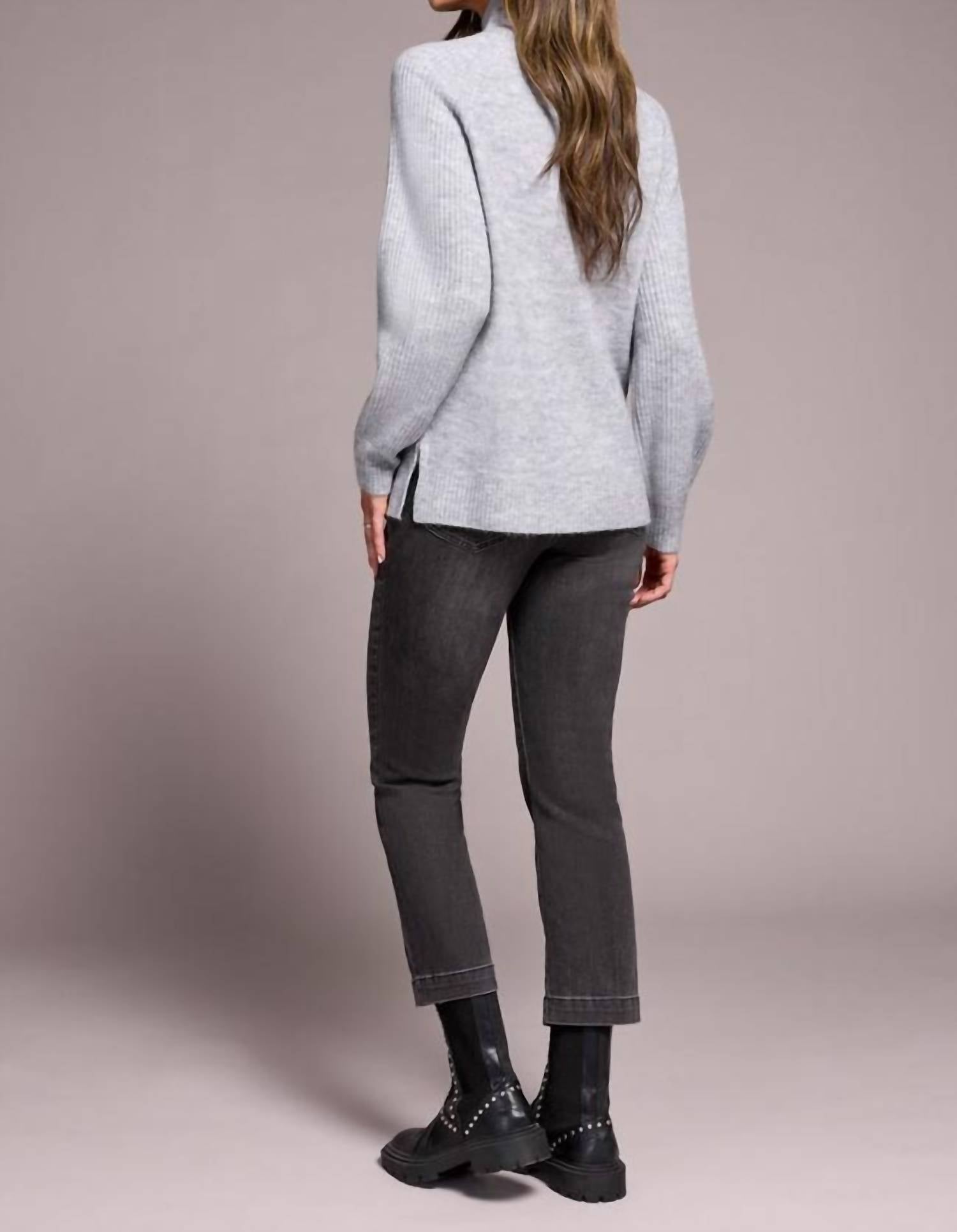 Tribal - Long Puff Sleeve Mock Neck Sweater