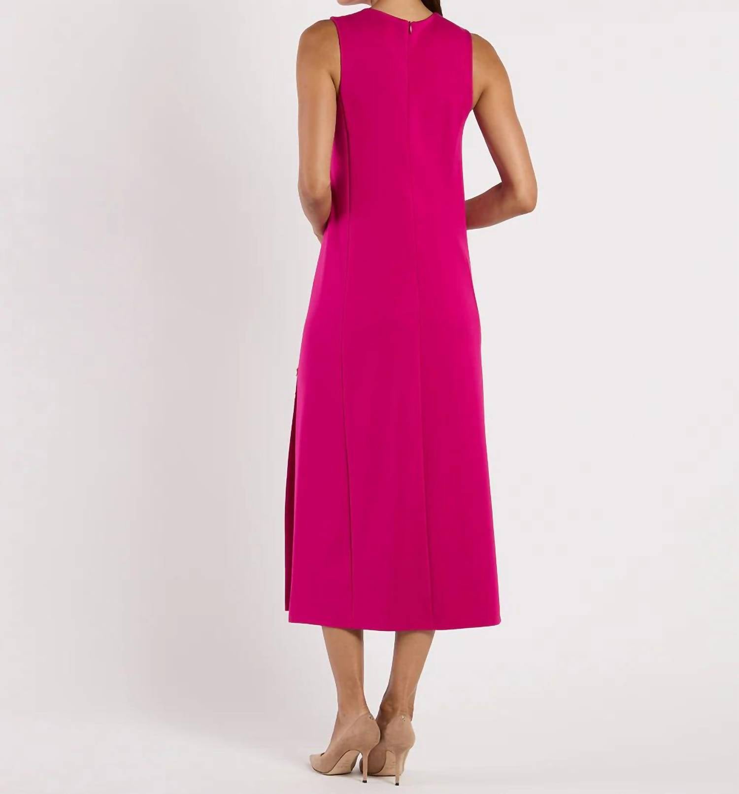 JUDE CONNALLY Darcy Ponte Midi Dress in deep berry - women's dress - detail view