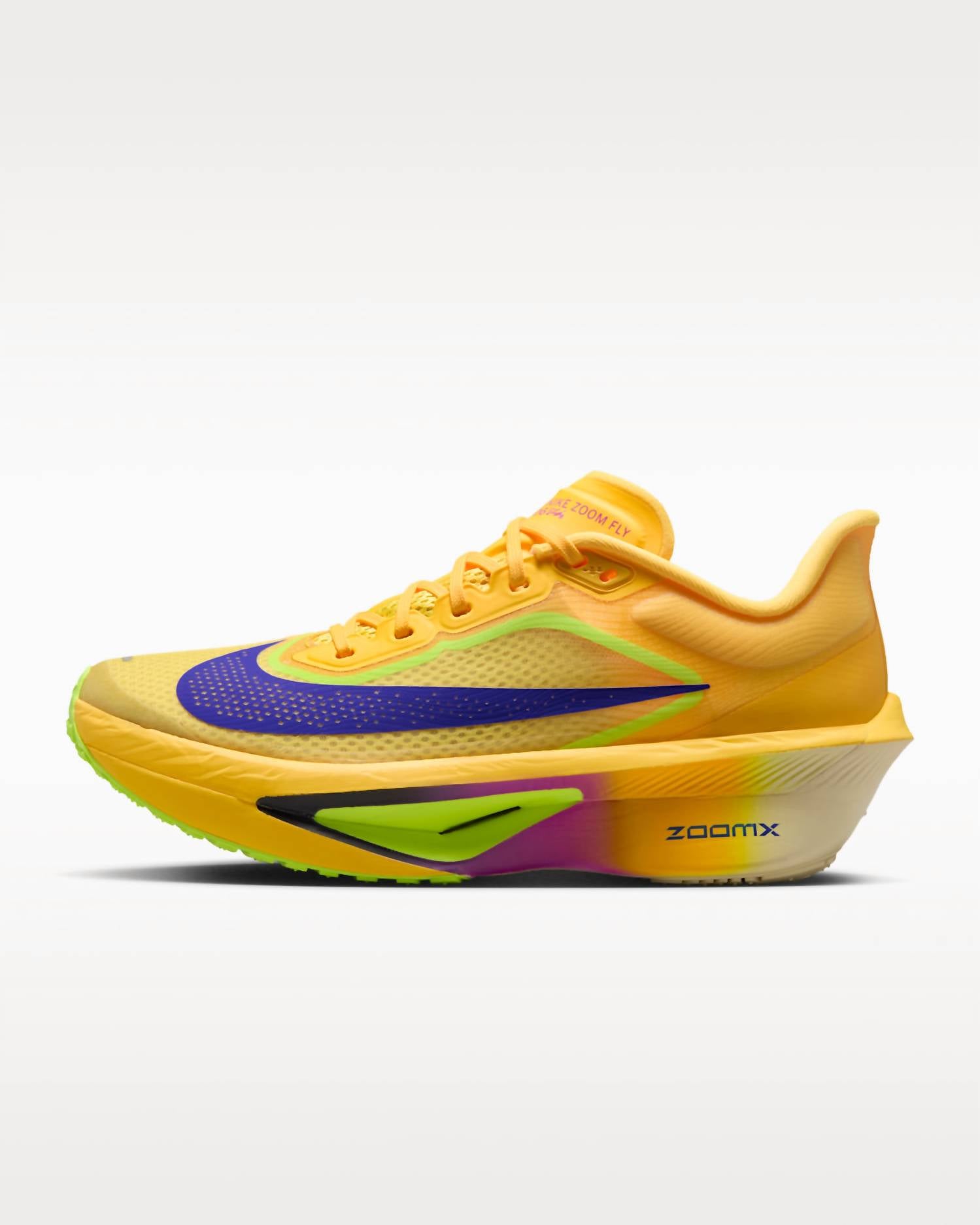 NIKE Women's Zoom Fly 6 Road Racing Shoes in citron pulse volt ice hyper - women's shoe - detail view