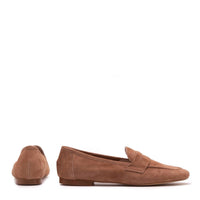 Michele Lopriore Women's Leather Moccassin Shoes in tan - women's flats - detail view