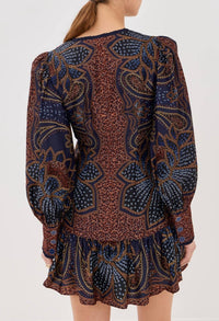 Farm Rio - Long Sleeve Floral Mini Dress