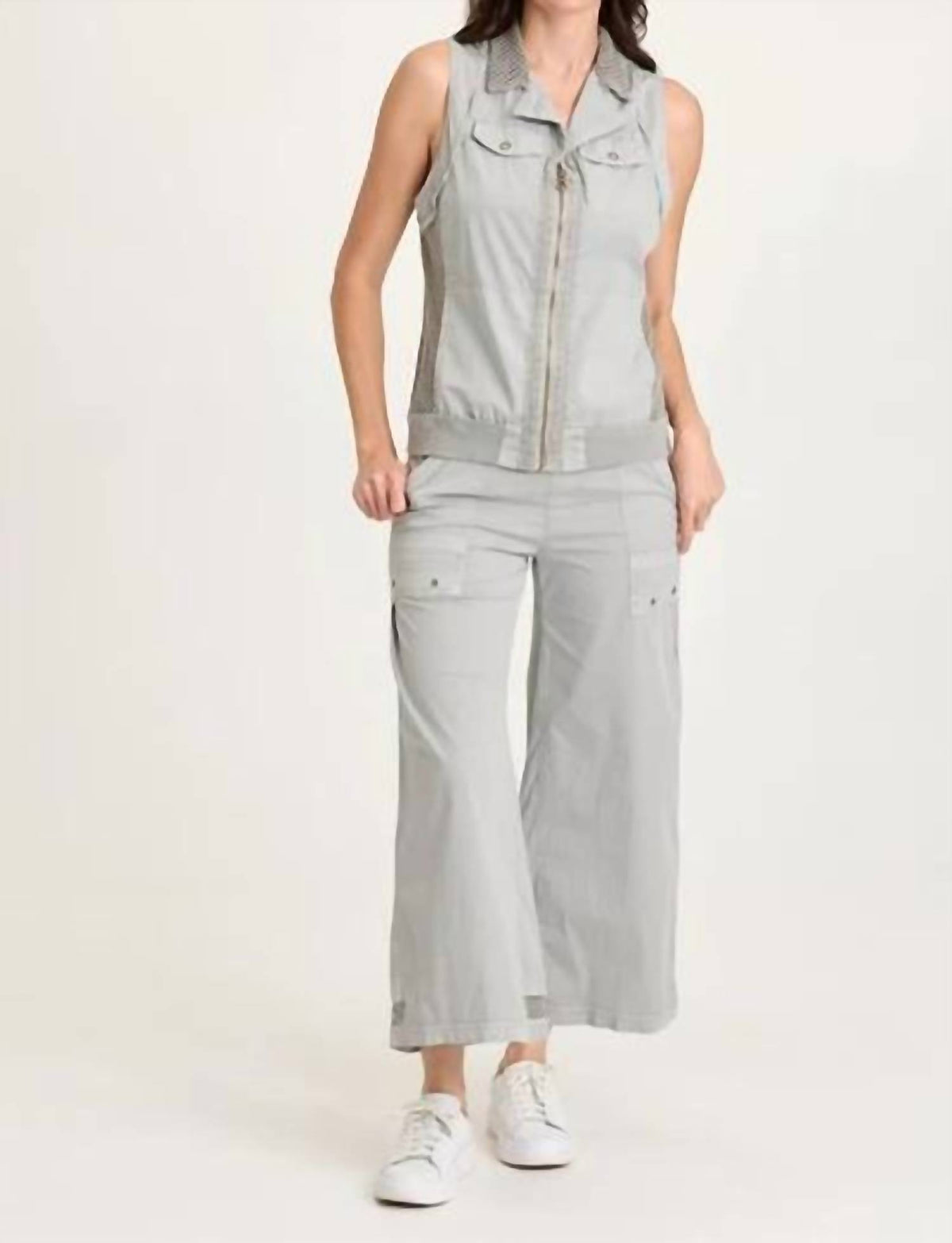 Xcvi - Roel Poplin Mesh Gaucho Crop Pants