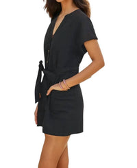 In February - Ava Linen Blend Romper