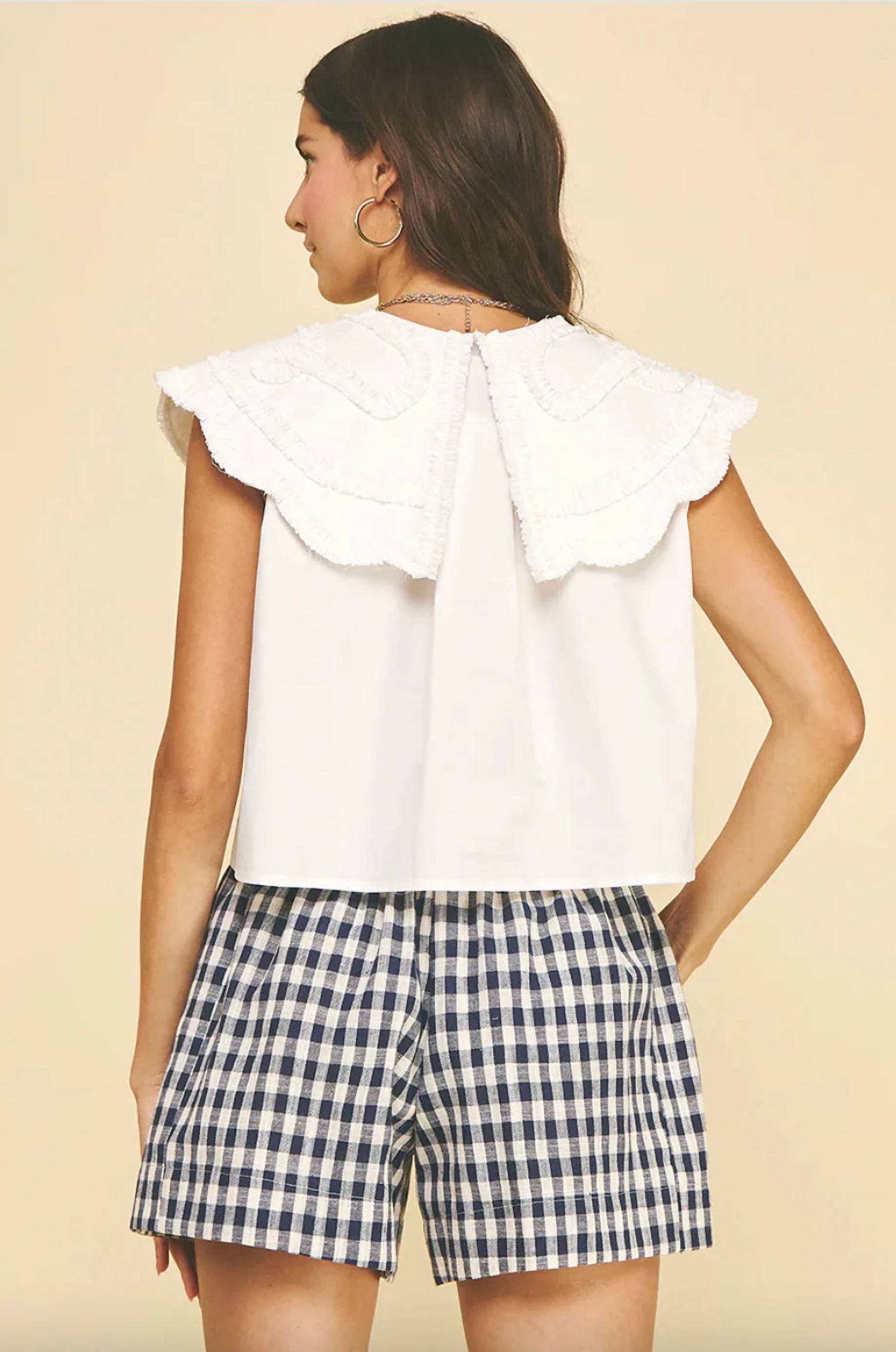 Pinch - Ruffle Embroidered Collar Shirt