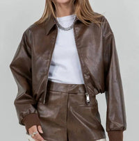 Whiteroom+Cactus - Faux Leather Zip Up Moto Jacket