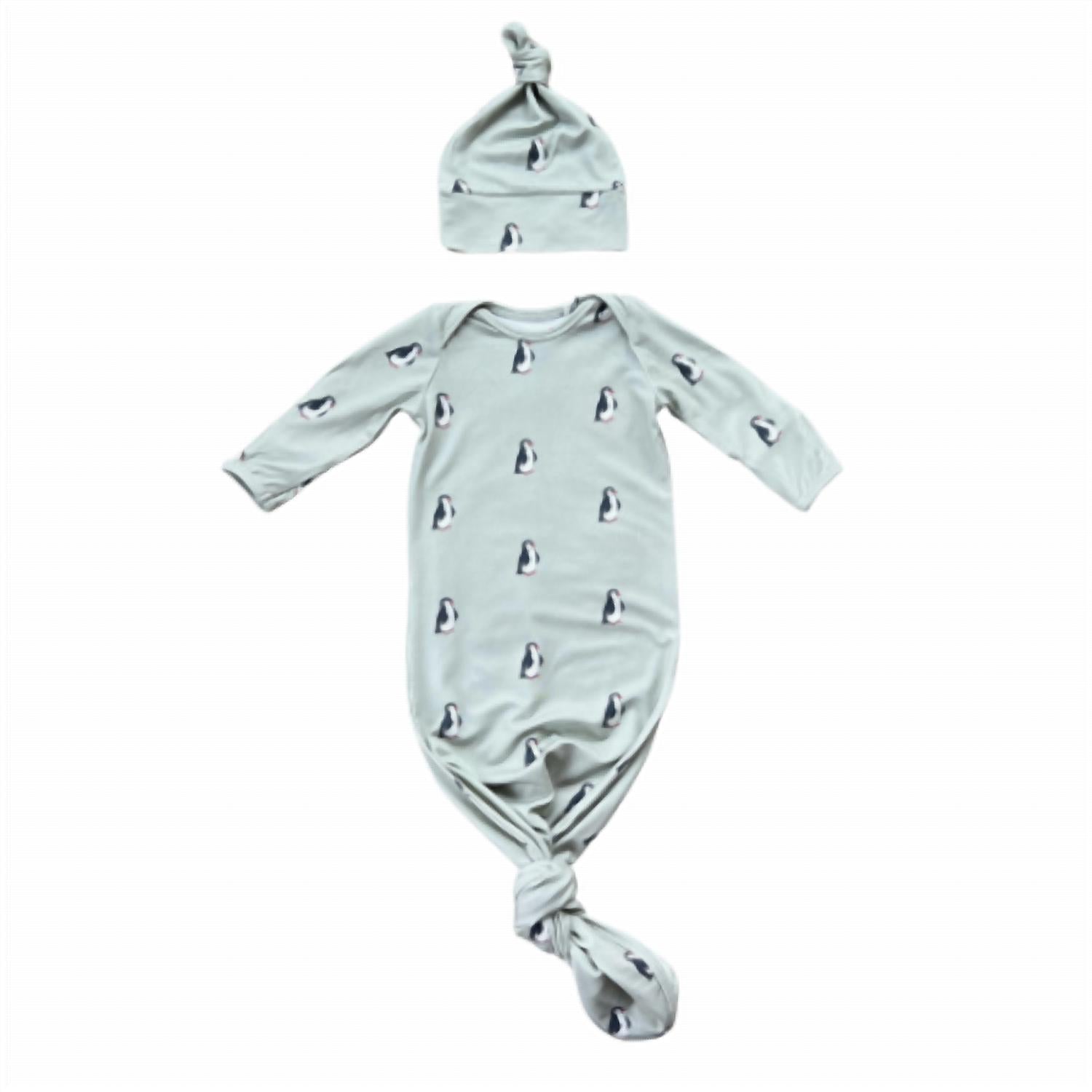 babysprouts Kids' Knotted Sleeper Set in blue penguin - kids' sleepwear