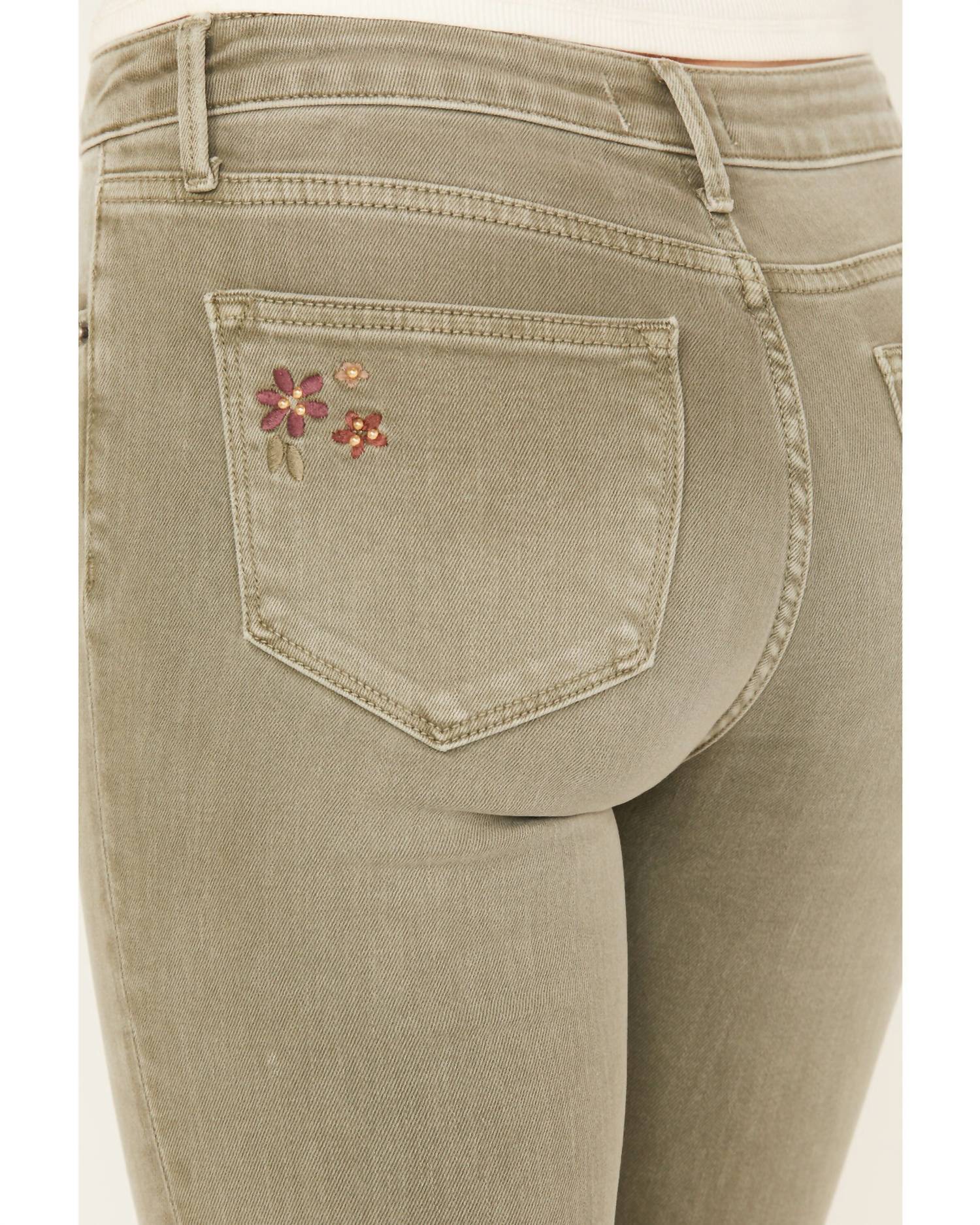 Driftwood - Crop Flare Floral Rivit Jeans