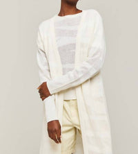 Brodie Cashmere - Pointelle Zebra Maxi Cardigan