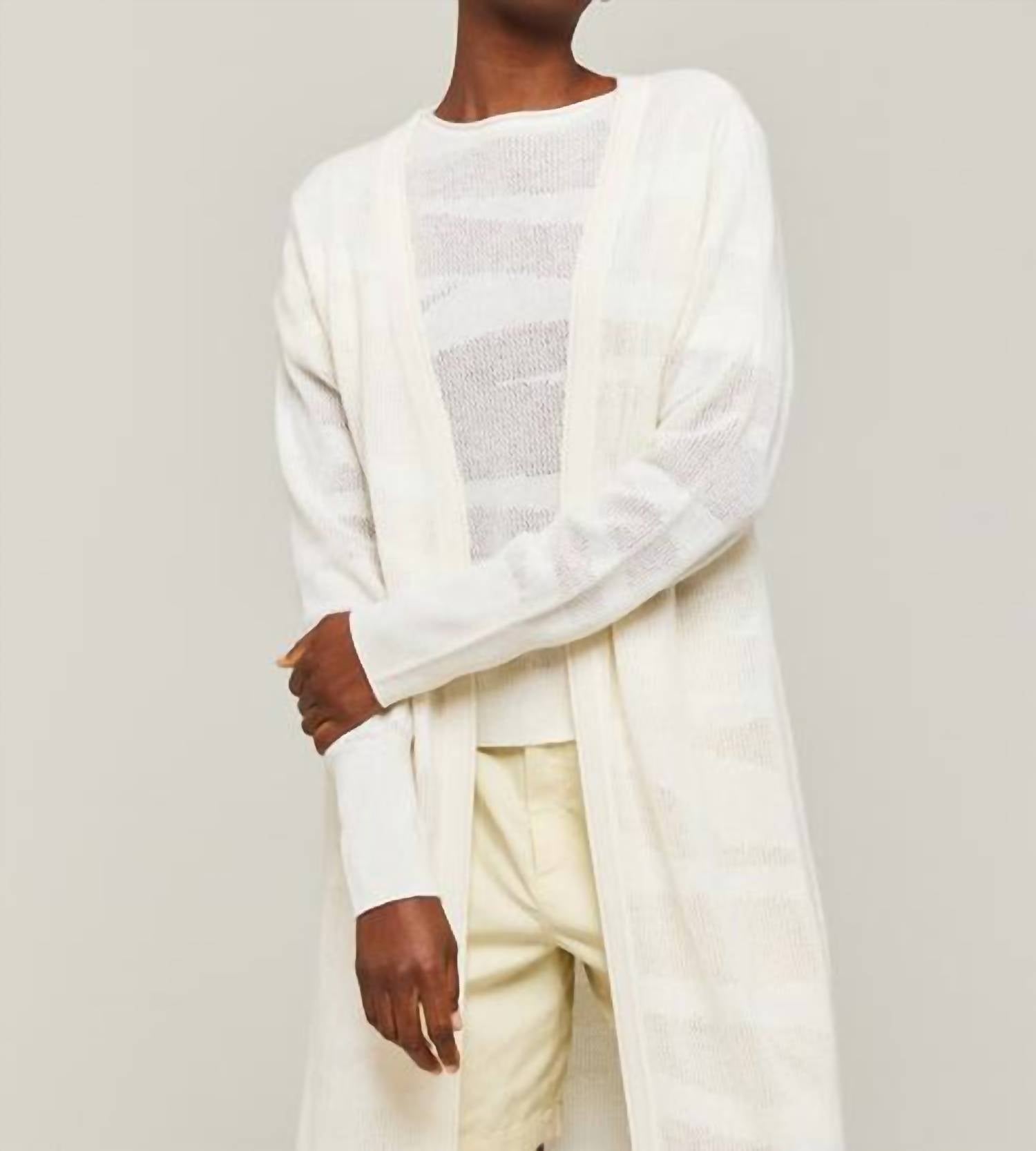 Brodie Cashmere - Pointelle Zebra Maxi Cardigan