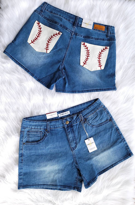 Rubies + Honey - Baseball pocket denim shorts