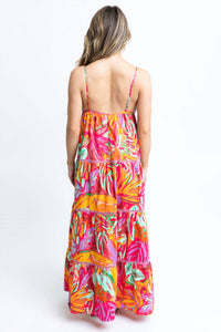 Karlie - Tropical Halter Tier Maxi Dress