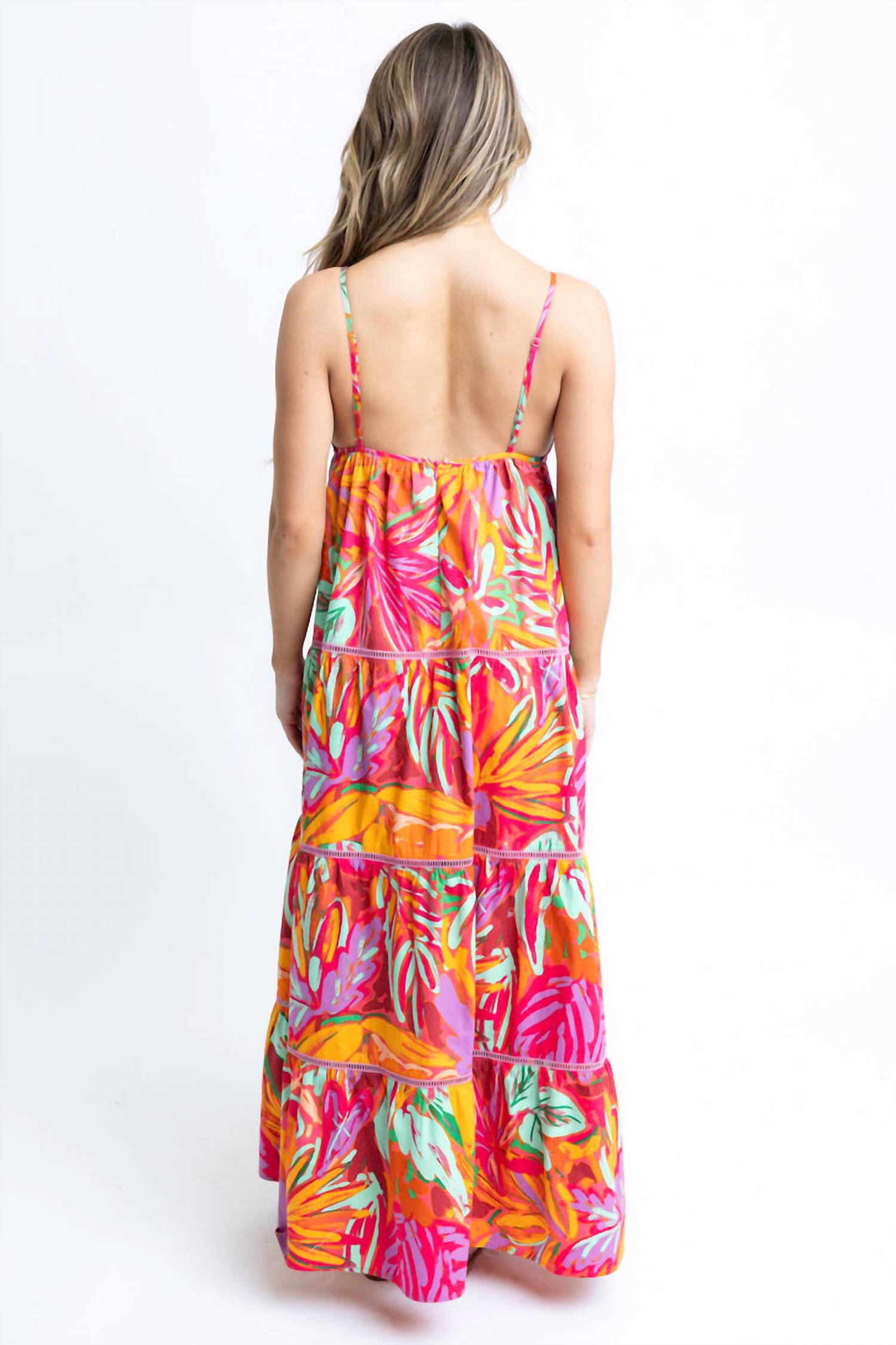 Karlie - Tropical Halter Tier Maxi Dress