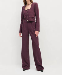 Favorite Daughter Laura Cropped Jacket in burgundy dahlia - women's jacket - alternate view