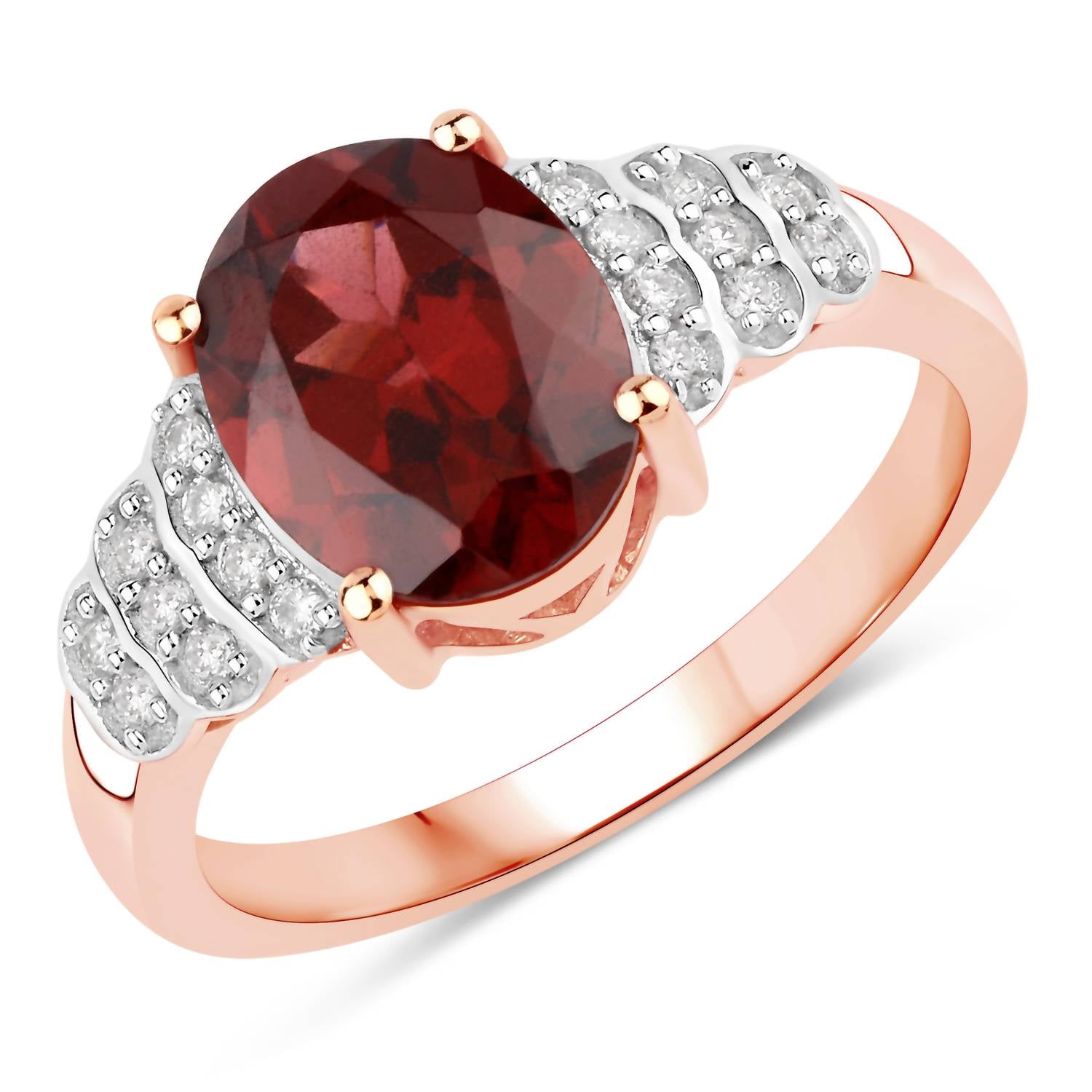Diana M Jewels Women's Oval Natural Rhodolite Fashion Ring (2.87 Ct) - Signature in 14k rose gold - women's jewelry - alternate view