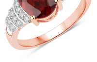 Diana M Jewels Women's Oval Natural Rhodolite Fashion Ring (2.87 Ct) - Signature in 14k rose gold - women's jewelry - detail view