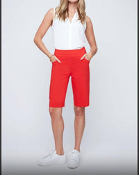 Renuar Course Classic Pull-on Shorts in scarlet - women's shorts