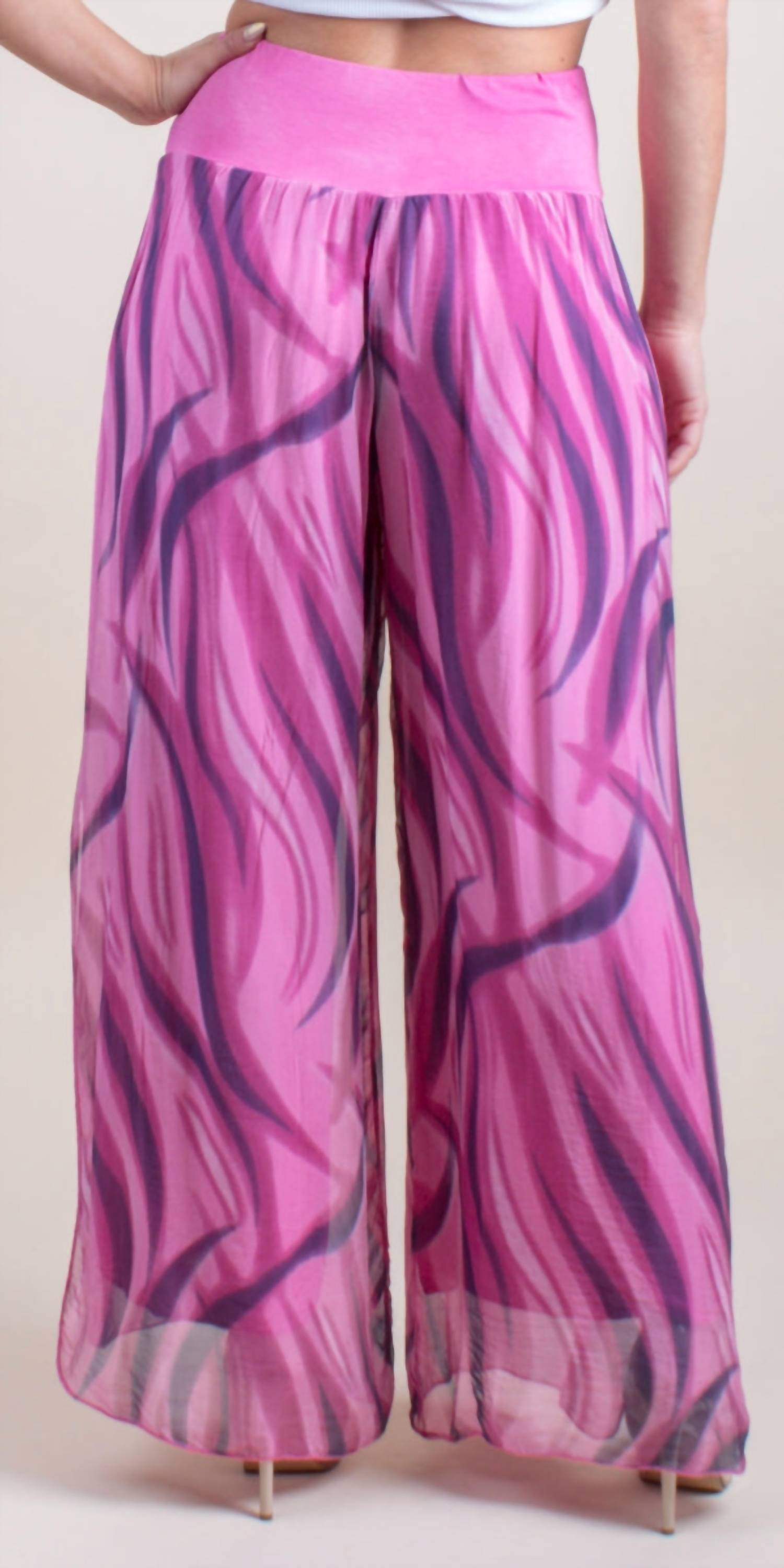 Gigi Moda - Jasmin Wave Print Slit Wide Leg Pants