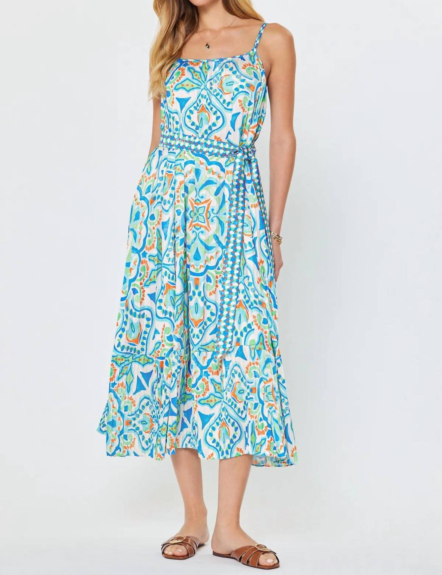 Nyland - Laila Printed Pleated Tiered Midi Dress