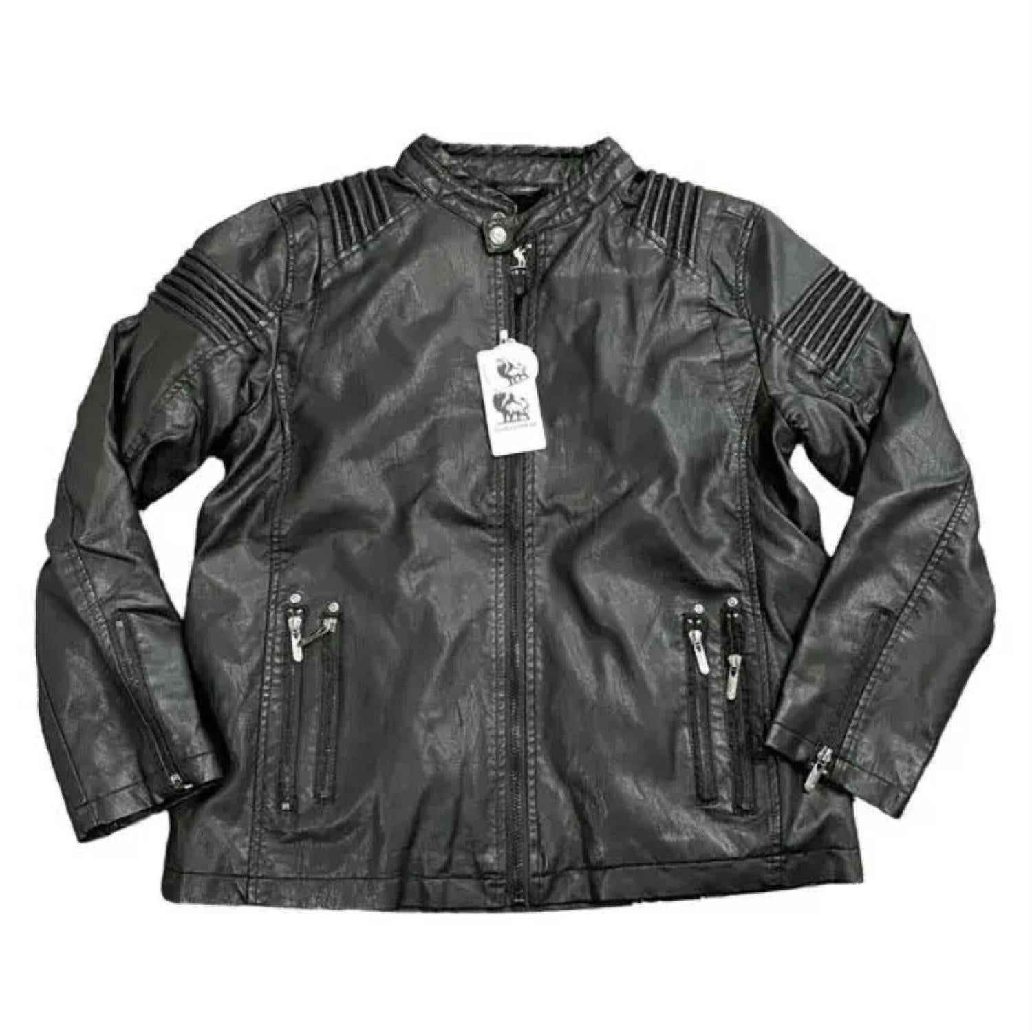 David Outerwear - Men’s Faux Leather Moto Jacket