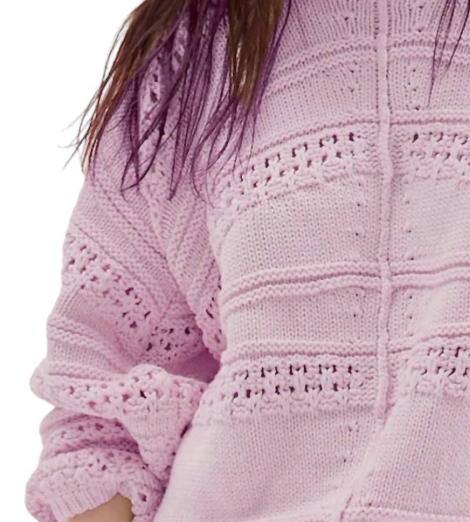 DELUC Faial Open Stitch Sweater in pink 1 - women's sweater - detail view