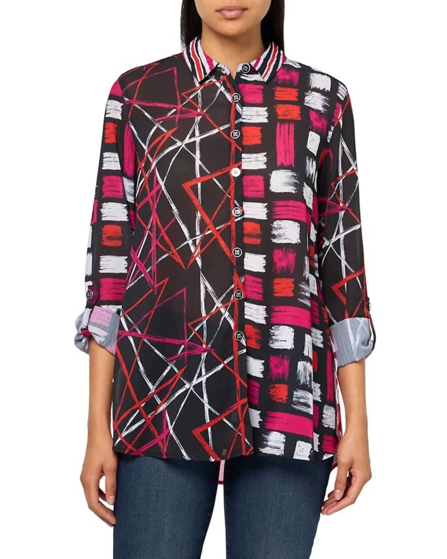 Multiples - Long Sleeve Button Front Shirt