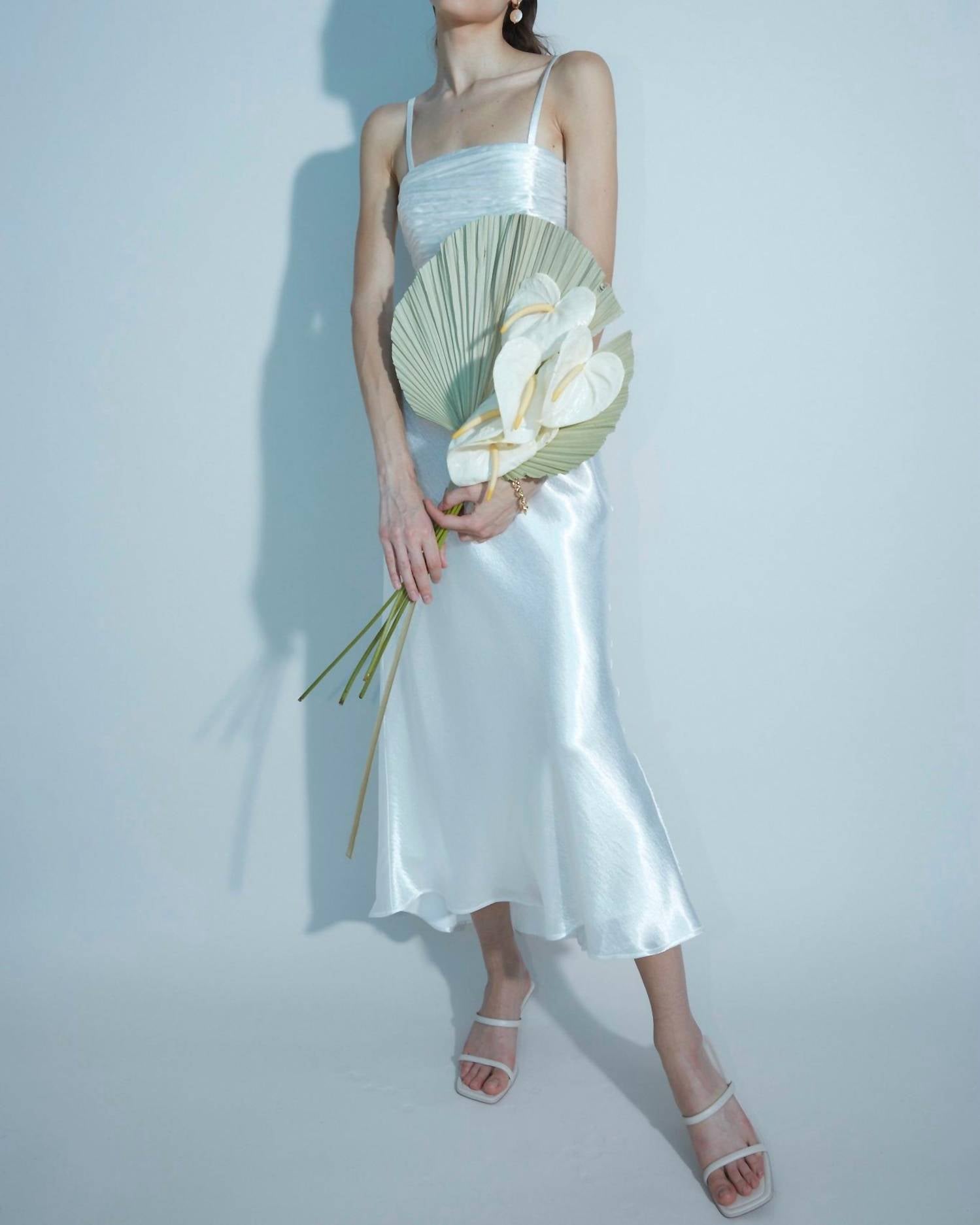 Aiifos Linda Slip Skirt in metallic white - women's skirt - view 4