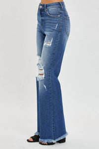 Risen - High Rise Distressed Straight Leg Jean